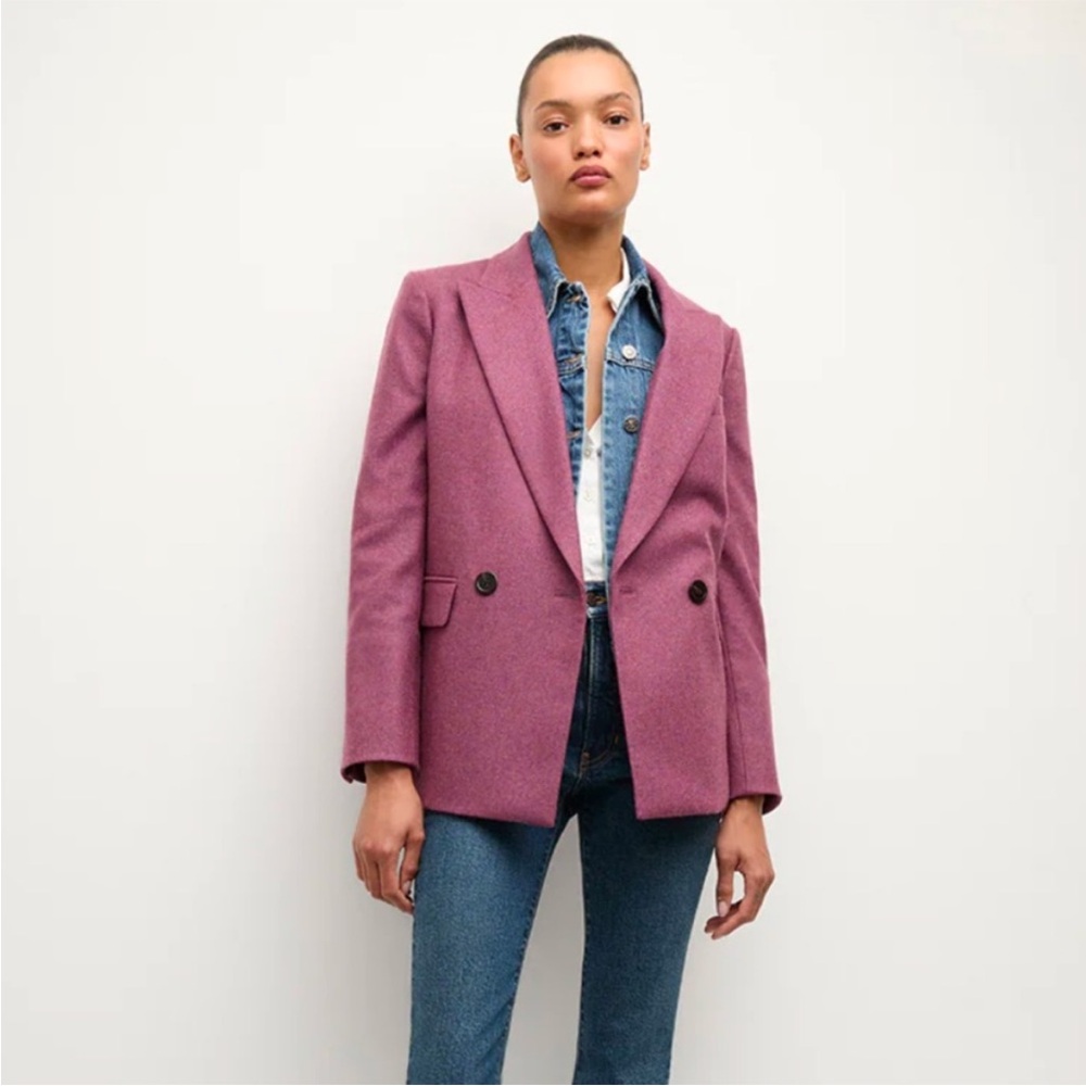 $698 Veronica Beard Sevyn Wool Dickey Jacket Magenta pink Mauve purple sz 10